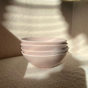 ikea set of 4 stoneware matte light pink bowls - new